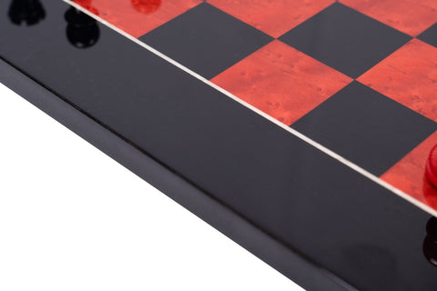 Italfama Italian Red Black Lacquered Wood Chess Board 42cm 4cm Squares