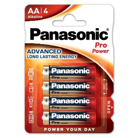 4x Panasonic Pro Power AA LR6 Alkaline Batteries 1.5V MN1500