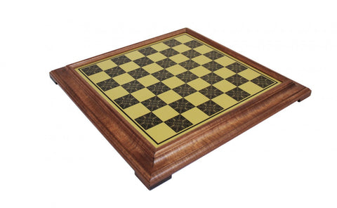Italfama Wooden Chess Board 48cm Brass Effect Hand Finished Made in Italy