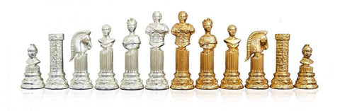 Italfama Roman Bust Metal Chess Pieces, Gold/Silver Plated, King 12cm, Italy