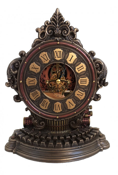 Italfama Typewriter Clock 23cm Bronze Resin Italian Desk Decor Vintage