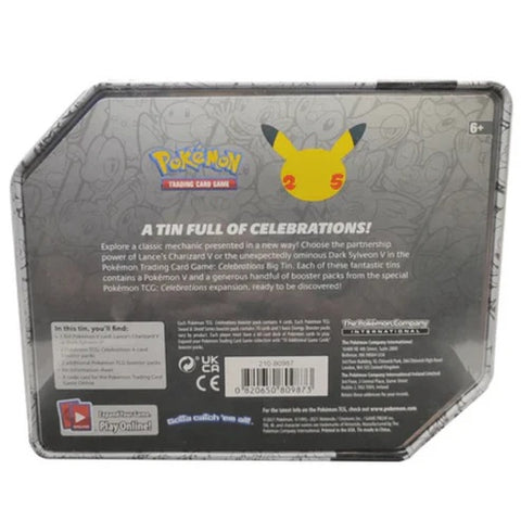 Pokemon TCG Celebrations Lance's Charizard V Tin – 8 Booster Packs EN