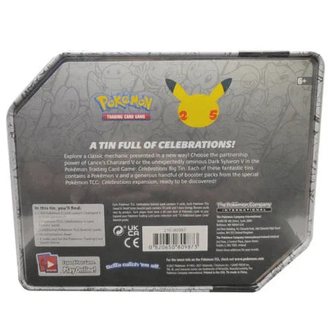 Pokemon TCG Celebrations Lance's Charizard V Tin – 8 Booster Packs EN