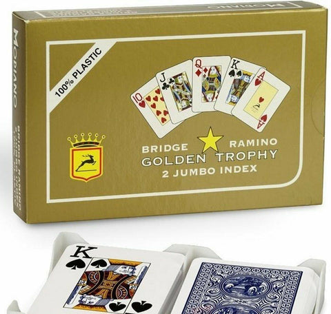 Golden Trophy Ramino Playing Cards Deck Modiano Bridge Jumbo Index Italy