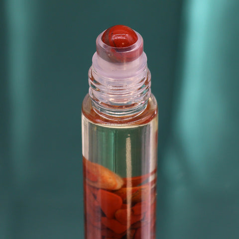 1x Devil Tarot Red Jasper Orange Patchouli Essential Oil Roll-On Hop Hare