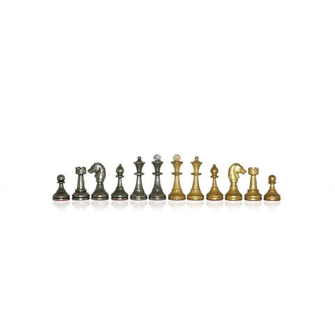 Italfama Metal Chess Set Gold Silver Pieces 35cm Board with Drawer