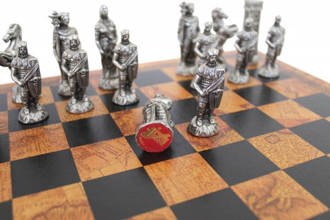 Romans vs Barbarians Metal Chess Set with Faux Leather Board by Italfama