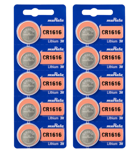10x Murata CR1616 3V Lithium Coin Cell Batteries