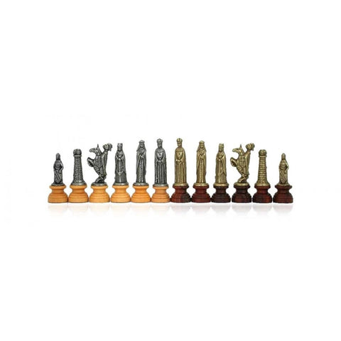 Italfama Medieval Metal & Wood Chess Pieces Set King 8.1cm Italy
