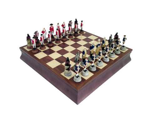 Italfama American Revolution Chess Set, Walnut/Maple Board with Storage