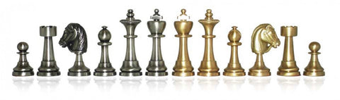 Italfama Luxury Brass Chess Set Gold Silver Plated Walnut Board 42cm Italy