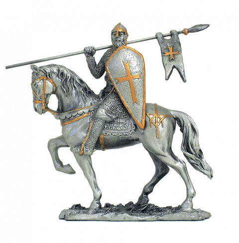 Italfama Teutonic Knight Pewter Figurine 10cm Hand-Painted Medieval Statue