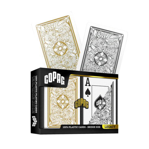 Copag Legacy Bridge Size Playing Cards Double Deck Jumbo Black Gold 235-4