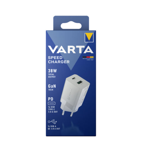 Varta 38W GaN USB-C PD & USB-A QC Fast Wall Charger 57955