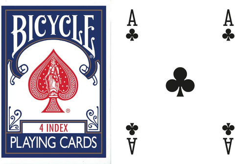 Bicycle Rider Back 4-Index Playing Cards Deck Blue Poker Magic Tricks