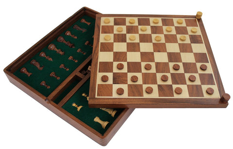 Italfama Magnetic Wooden Chess Checkers & Backgammon Set 37x37cm