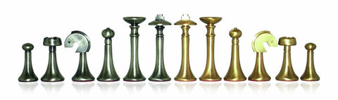 Italfama Brass Chess Set Gold Silver Plated with Green Maple Board 45cm
