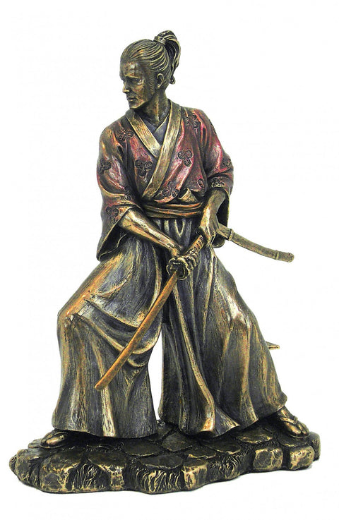 Bronze-Finish Samurai Warrior Statue 22cm Resin Figurine by Italfama
