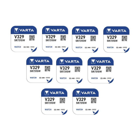 9x Varta 329 SR731SW 1.55V Silver Oxide Watch Batteries Button Cell