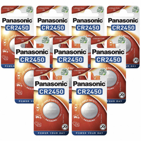 9x Panasonic CR2450 3V Lithium Coin Cell Button Batteries DL2450 BR2450
