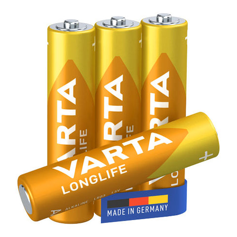 6x Varta Longlife AAA LR03 1.5V Alkaline Batteries Micro E92 Made in Germany