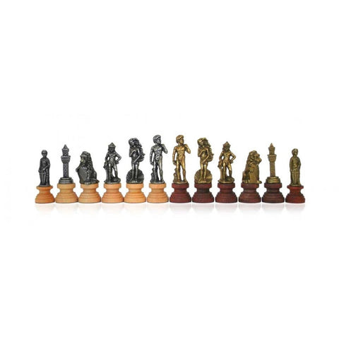 Italfama Florentine Metal Wood Chess Pieces Set Gold Silver King 8.3cm