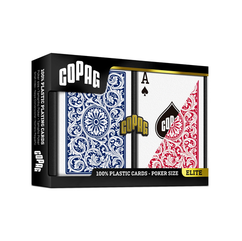 Copag Elite 100% Plastic Poker Cards Jumbo Index Red & Blue 2 Deck Set