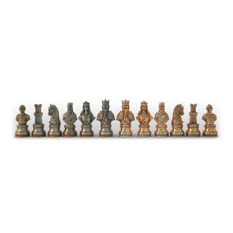 Italfama Pewter Chess Set Gold Silver Marble Wood Board with Storage Italy