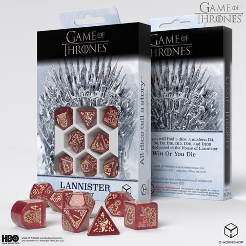 Game of Thrones Lannister Dice Set by Q-Workshop, 8-Polyhedral, Red RPG