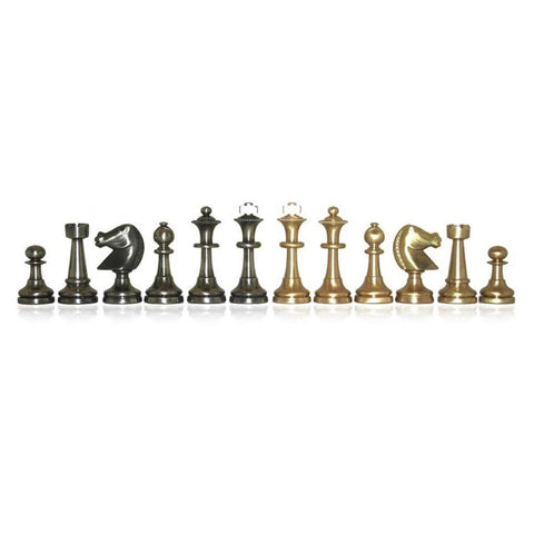 Italfama Brass Chess Set with Red Black Maple Board Handmade Italy