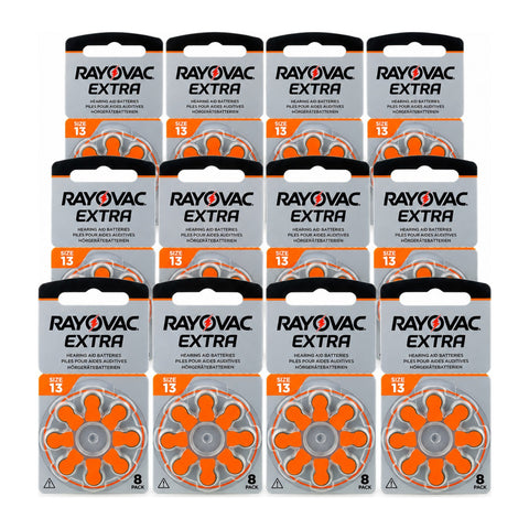96x Rayovac Extra Size 13 PR48 Hearing Aid Batteries 1.45V Zinc Air