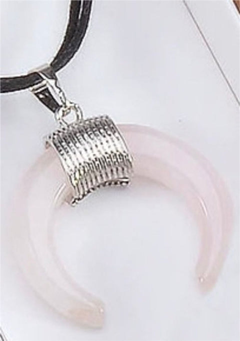 Rose Quartz Crescent Moon Amulet Pendant Love Necklace Lo Scarabeo
