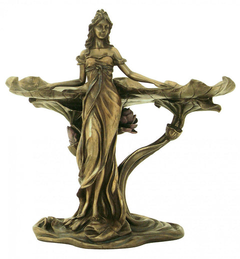 Art Nouveau Nymph Statue, Bronze-Finish Resin, Italfama, 25x17x23 cm