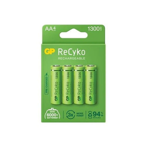 4x GP ReCyko+ AA 1300mAh NiMH Rechargeable Batteries 1.2V HR6 MN1500