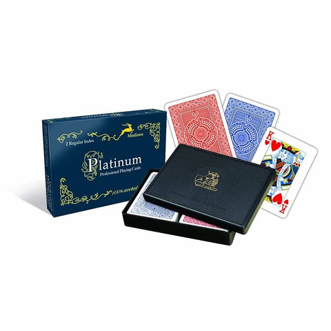 Platinum Acetate Quality Playing Cards Deck Modiano Regular Index Blue Red