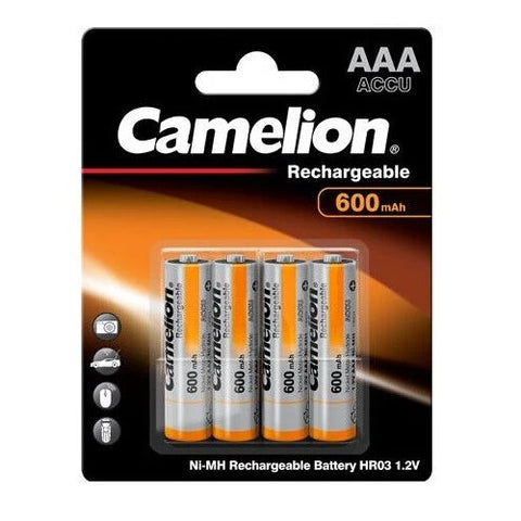 4x Camelion AAA 600mAh NiMH Rechargeable Batteries 1.2V HR03