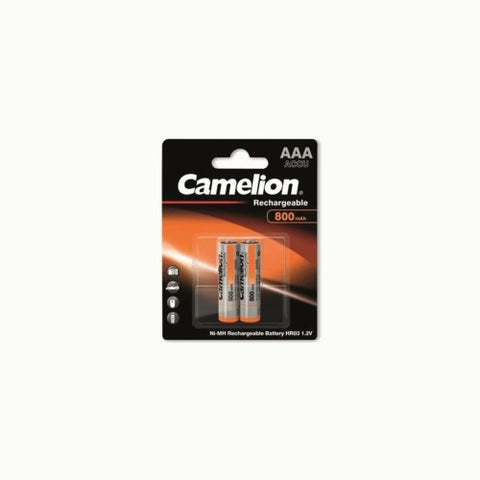 2x Camelion AAA 800mAh NiMH Rechargeable Batteries 1.2V HR03 Orange