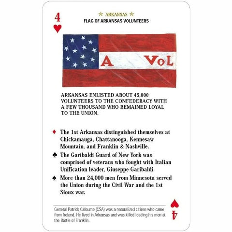 Civil War Flags Playing Cards Deck Blue US Games Systems Standard