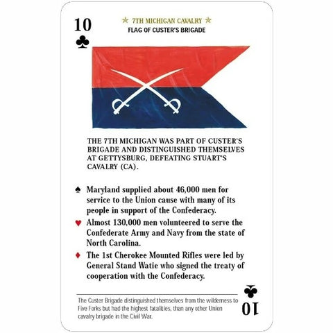 Civil War Flags Playing Cards Deck Blue US Games Systems Standard