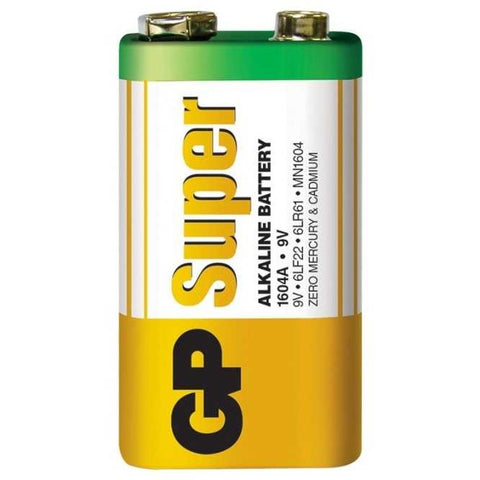 GP Super 9V Alkaline Battery 6LR61 6LF22 MN1604 E-Block for Smoke Detectors