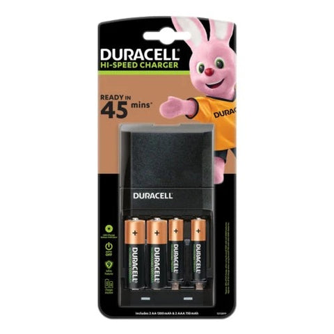 Duracell CEF27 Hi-Speed Battery Charger + 2x AA 1300 & 2x AAA 750 EU Plug