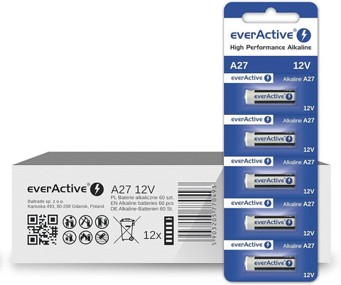 5x EverActive V27A 12V Alkaline Batteries MN27 A27 27A Remote Control