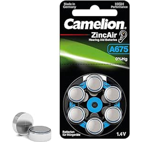 6x Camelion A675 Zinc Air 1.4V Hearing Aid Batteries