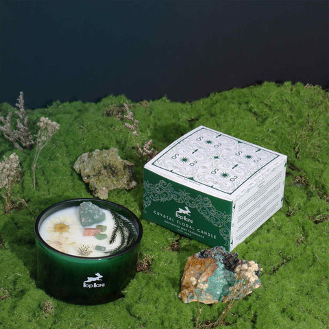 Hop Hare Jade Crystal Mint Scented Candle with Wooden Wick, 22h Burn