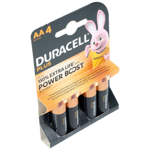 4x Duracell AA Plus Power Boost Alkaline Batteries 1.5V Long Lasting