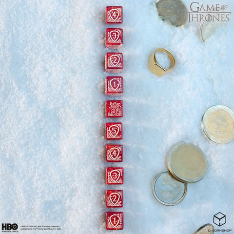 Game of Thrones Lannister Dice Set 10x D6 Red Gold - Q-Workshop Licensed