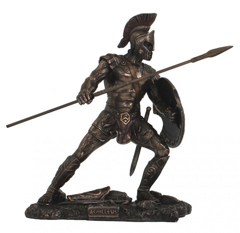 Achilles Bronze Resin Statue 22cm Handmade Greek Figurine Italfama Italy