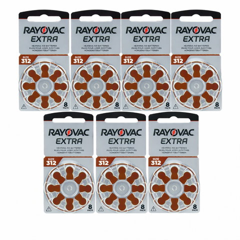 56x Rayovac Extra 312 Batteries PR41 Zinc Air 1.45V Long Exp