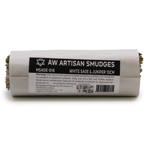White Sage & Juniper Smudge Stick 10cm Aura Cleansing Meditation Made in Mexico