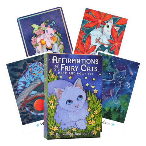 Affirmations Of The Fairy Cats Cards Deck & Book Set US Games Systems Saydak NEW